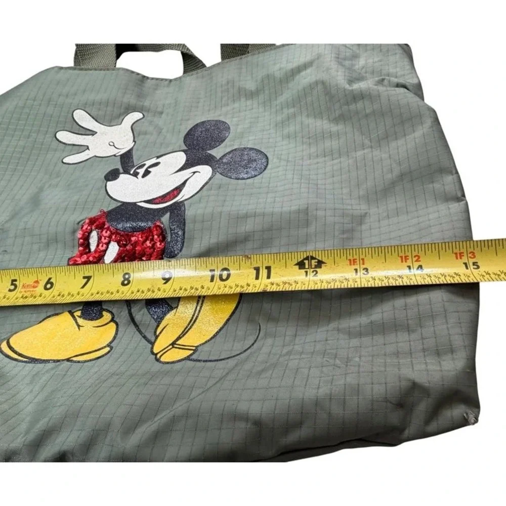 Disney Mickey Mouse Tote Bag and Pouch‎ Set Sage Green Sequin Girlhoodcore 2pc